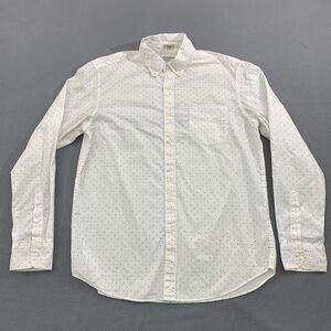 J. Crew Button Down Shirt Mens Large Slim Fit Polka Dot Stretch White Black